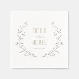 Elegant blommigt lilac rustic bröllop monogram pappersservett