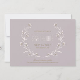 Elegant blommigt lilac rustic bröllop spara datum datumet