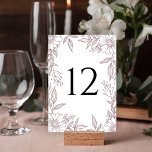 Elegant Blommigt Line Teckning Mauve Bröllop Bordsnummer<br><div class="desc">Dessa vackra kort för bordsnummer i bröllop har en blommigt linje i teckning ram i riktning framåt. Snyggt,  elegant och klassiskt - perfekt för din speciella dag!</div>