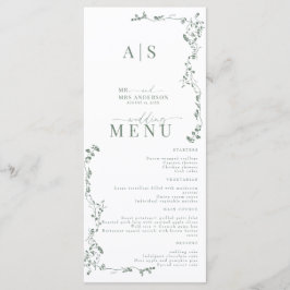 Elegant Blommigt Löv Classic Bröllop Meny