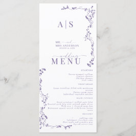 Elegant Blommigt Löv Classic Bröllop Meny