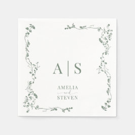 Elegant Blommigt Löv Classic Bröllop Pappersservett