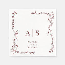 Elegant Blommigt Löv Classic Bröllop Pappersservett