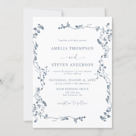 Elegant Blommigt Löv Klassisk bröllopsinbjudan Inbjudningar