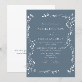 Elegant Blommigt Löv Klassisk bröllopsinbjudan Inbjudningar