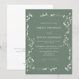 Elegant Blommigt Löv Klassisk bröllopsinbjudan Inbjudningar