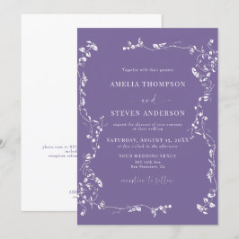 Elegant Blommigt Löv Klassisk bröllopsinbjudan Inbjudningar