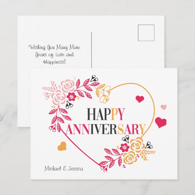 Elegant Blommigt Lycklig-årskort Vykort (Fram/baksida)