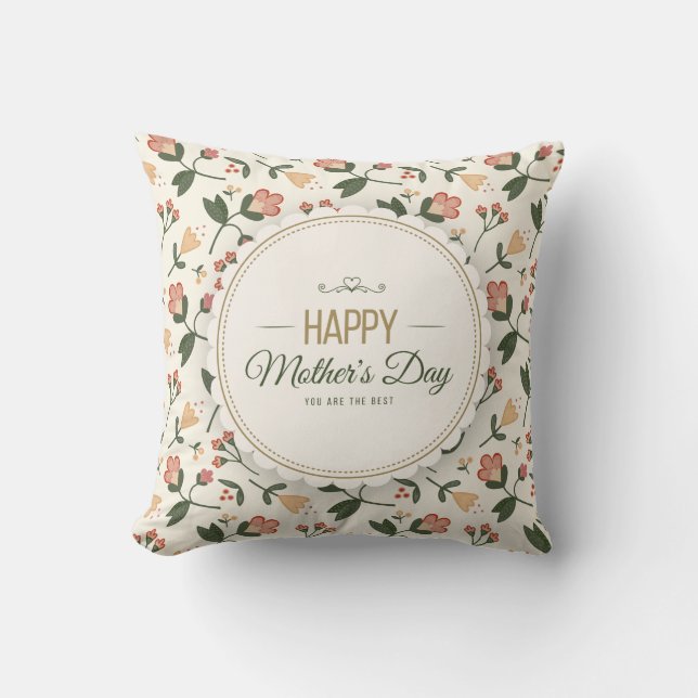 Elegant Blommigt Lycklig Mors dag | DEKORATIV KUDD Kudde (Framsida)