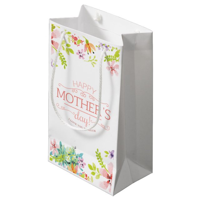 Elegant Blommigt Lycklig Mors dag | Gift Bag (Framsidan Vinklad)