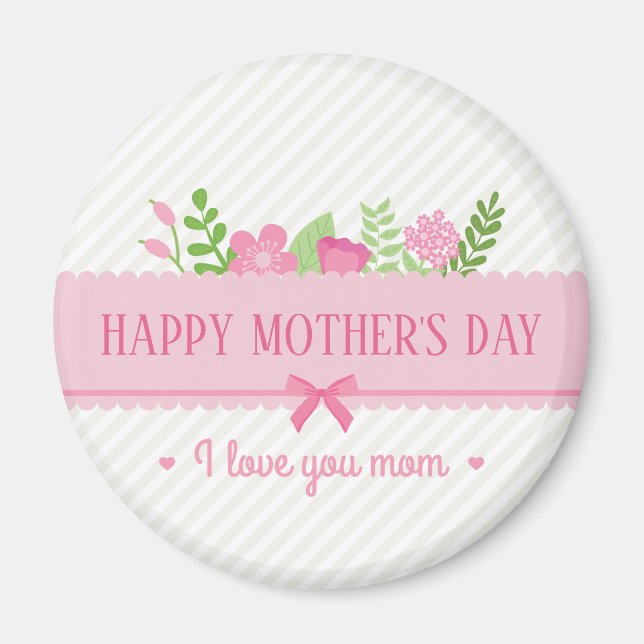Elegant Blommigt Lycklig Mors dag | Magnet (Framsidan)