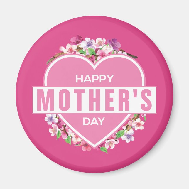 Elegant Blommigt Lycklig Mors dag | Magnet (Framsidan)