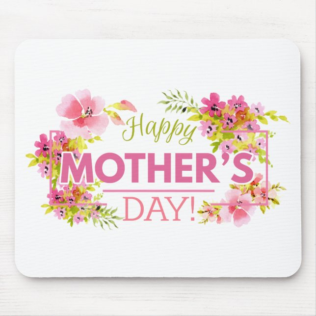 Elegant Blommigt Lycklig Mors dag | Mousepad Musmatta (Framsidan)