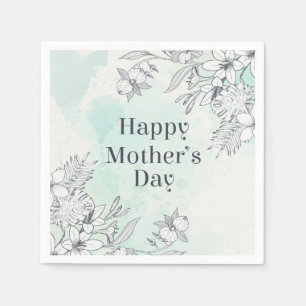 Elegant Blommigt Lycklig Mors dag Napkin Pappersservett