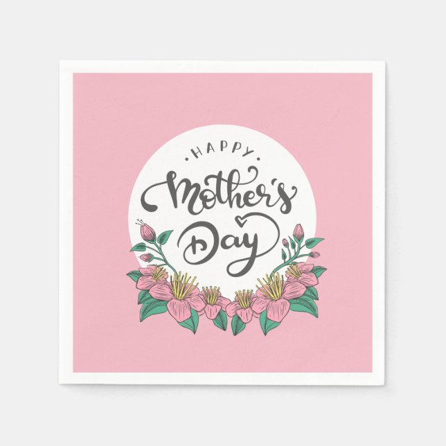 Elegant Blommigt Lycklig Mors dag | Napkin Pappersservett (Framsidan)