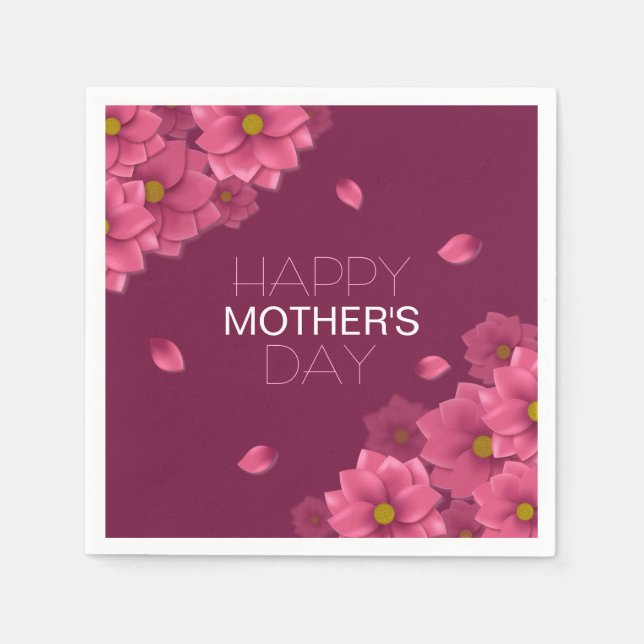 Elegant Blommigt Lycklig Mors dag | Napkin Pappersservett (Framsidan)