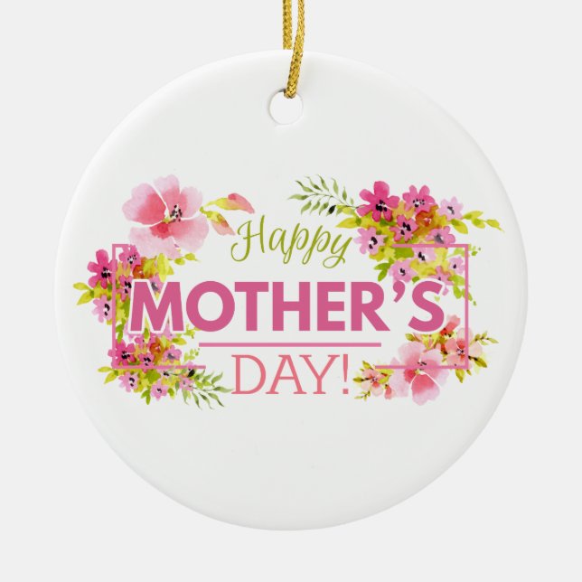 Elegant Blommigt Lycklig Mors dag | Ornament (Framsidan)