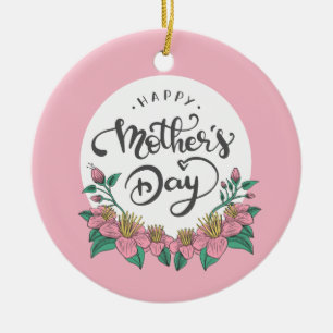 Elegant Blommigt Lycklig Mors dag Ornament