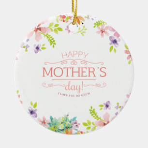 Elegant Blommigt Lycklig Mors dag   Ornament