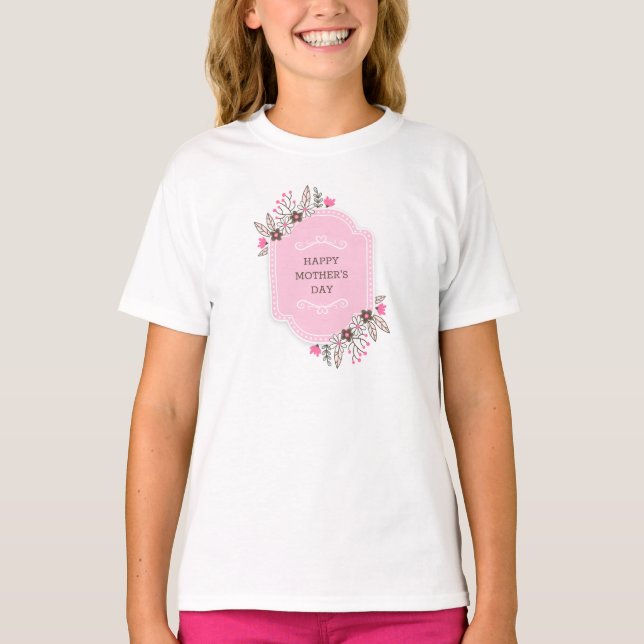 Elegant Blommigt Lycklig Mors dag | Shirt T Shirt (Framsida)