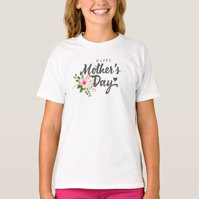 Elegant Blommigt Lycklig Mors dag | Shirt T Shirt (Framsida)