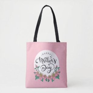 Elegant Blommigt Lycklig Mors dag Tote Bag Tygkasse