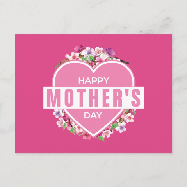 Elegant Blommigt Lycklig Mors dag | vykort (Framsida)