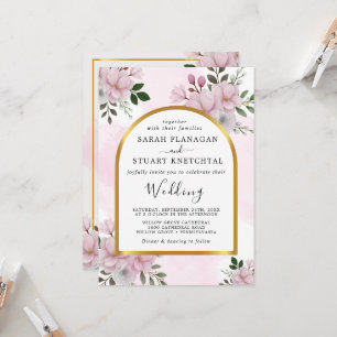 Elegant Blommigt Magnolia Arch Bröllop Inbjudningar