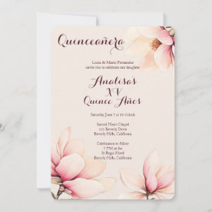 Elegant Blommigt Magnolia Quinceañera ANPASSNINGSB Inbjudningar
