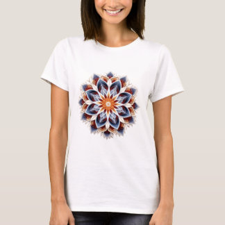 Elegant Blommigt Mandala - Fiery Blue och Guld T Shirt