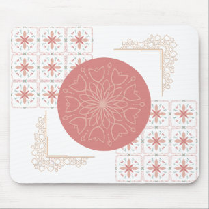 Elegant Blommigt Mandala Mouse Pad - Mjuk Rosa Ton Musmatta