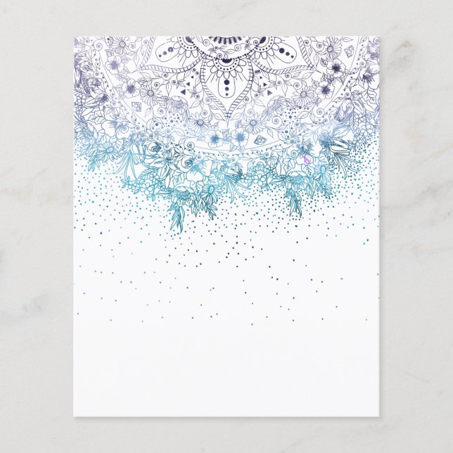 Elegant blommigt mandala och konkotti-bild flygblad (Framsidan)