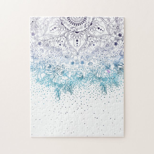 Elegant blommigt mandala och konkotti-bild pussel (Vertikal)