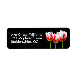 Elegant Blommigt Maple Löv Red White Tulips Returadress Etikett