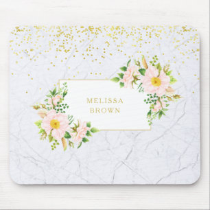 Elegant Blommigt Marble Chic Trendig Pastel Mousep Musmatta