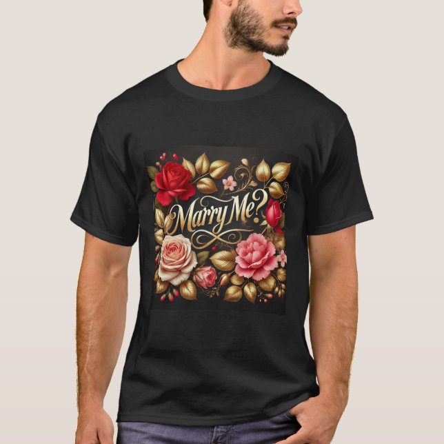 Elegant Blommigt Marry Me Manar Tshirt T Shirt (Framsida)