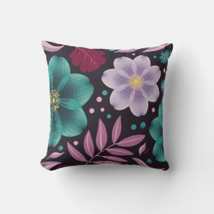 Elegant Blommigt med Blommar för kalk och Lila Kudde