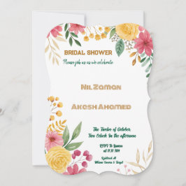 Elegant Blommigt med dubbla Namn Inbjudningskort f