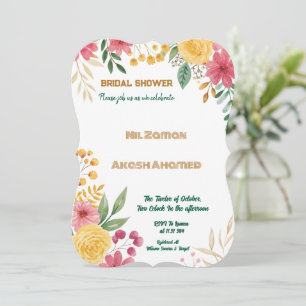 Elegant Blommigt med dubbla Namn Inbjudningskort f