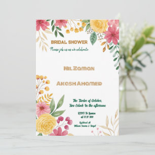 Elegant Blommigt med dubbla Namn Inbjudningskort f