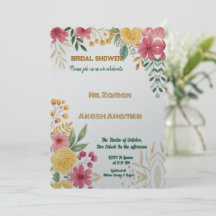 Elegant Blommigt med dubbla Namn Inbjudningskort f