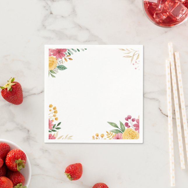 Elegant Blommigt med dubbla Namn Möhippa papper Pappersservett (Insitu)