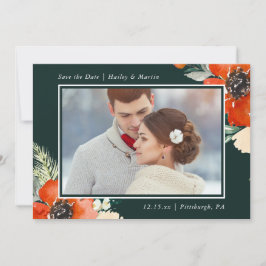 Elegant Blommigt med Photo Bröllop spara datum Datumet