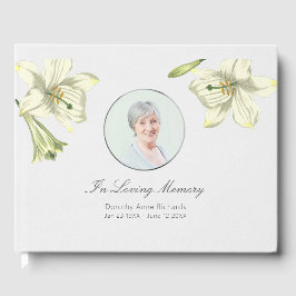 Elegant Blommigt Memorial-fotot Gästböcker