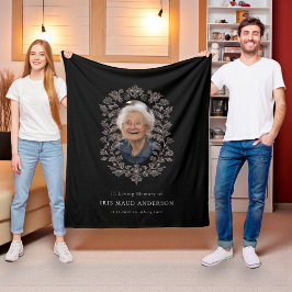 Elegant Blommigt Memorial Photo In Loving Memory Fleecefilt