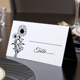 Elegant Blommigt Minimalist Black White Bröllop Kort