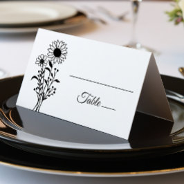 Elegant Blommigt Minimalist Black White Bröllop Kort