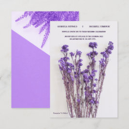 Elegant Blommigt Minimalist Lila Lavender Bröllop Inbjudningar