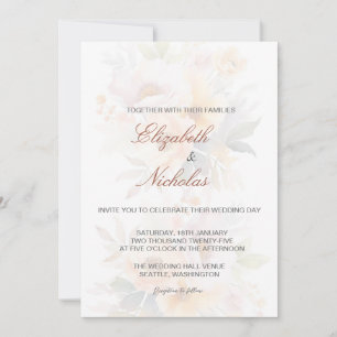 Elegant Blommigt - minimalistisk bröllopsinbjudan Inbjudningar