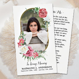 Elegant Blommigt minnesanteckningskort - foto Visitkort